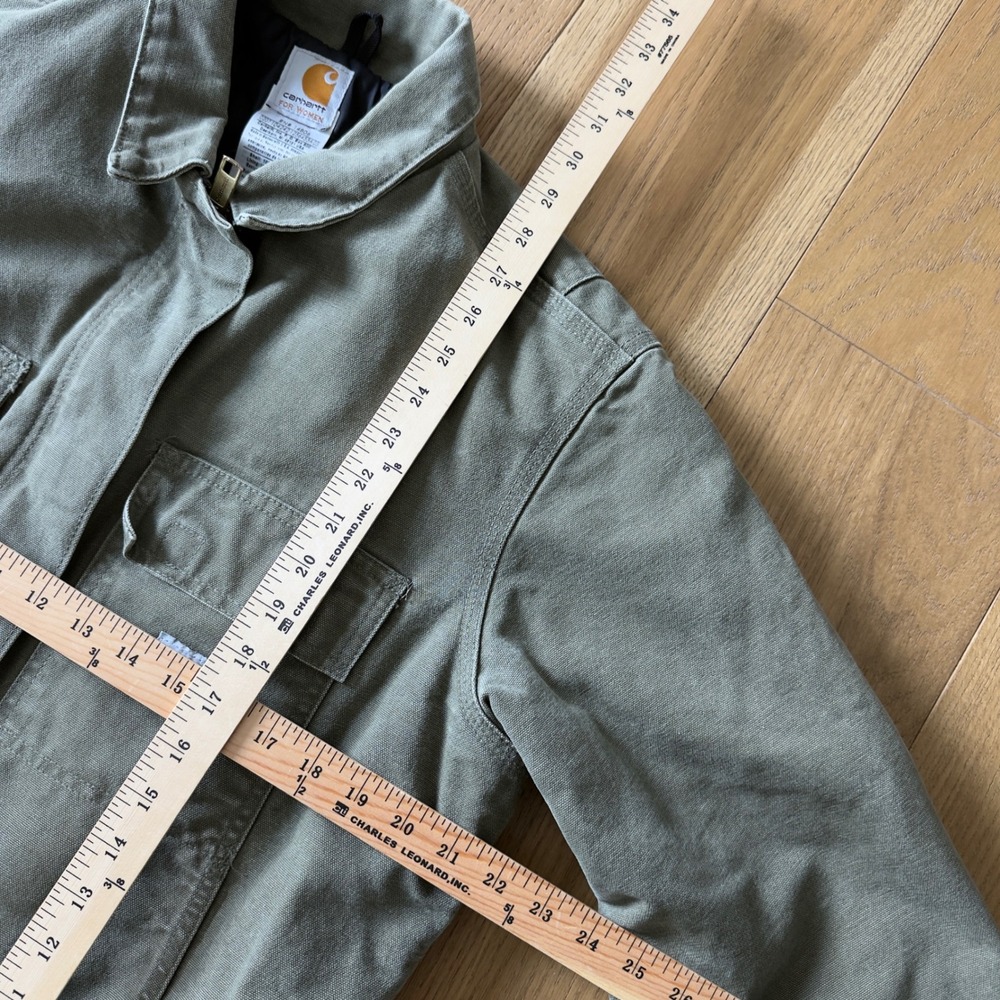 Womens Carhartt WC026 LOV Chore Jacket Large Olive Green Quilt Lined Canvas - Picture 6 of 6